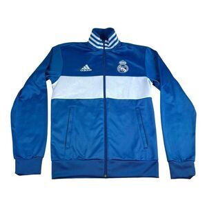 Real Madrid 2017 Track Jacket Long Sleeve Blue Full Zip Adidas CF0550 Mens Small